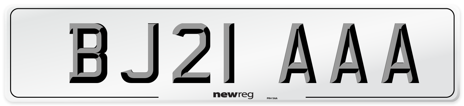 BJ21 AAA Number Plate from New Reg
